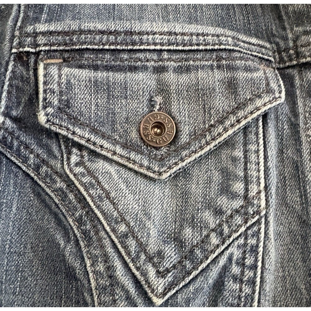 Guess Jean Jacket Women's XL Denim Trucker Cropped Retro Stretch Made in Mexico - Picture 8 of 15